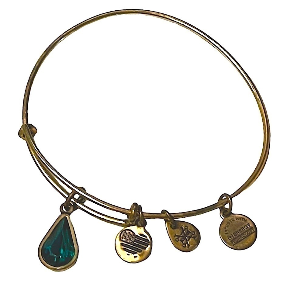 Alex and Ani Green Birthstone Drop Expandable Bracelet